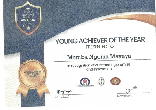 Young Achiever of the Year certificate